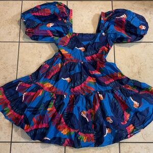 FARM Rio Rainbow Macaw Print Poplin Mini Dress
